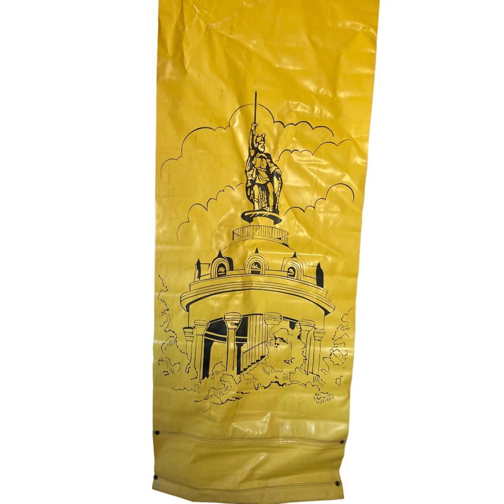 Vintage Vinyl Street Banner Hermann the German New Ulm MN Souvenir Yellow 78x30"